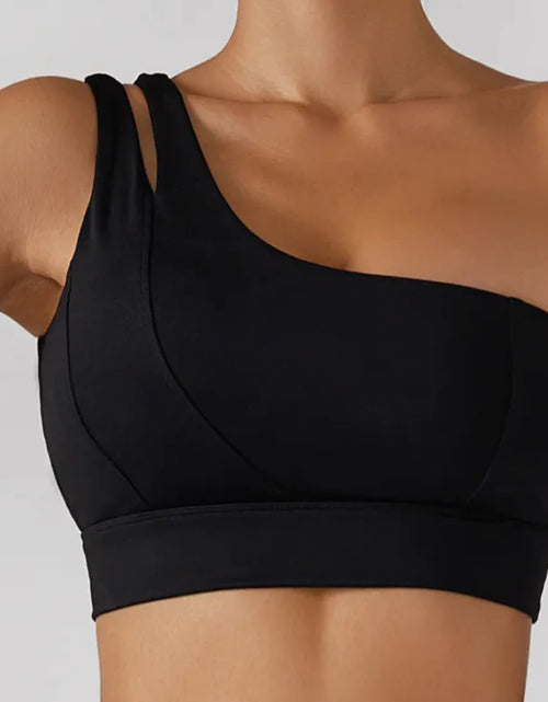 Load image into Gallery viewer, Ribbed One Shoulder Stretch Yoga Bra &amp; Shockproof Women&#39;s Activewear Set
