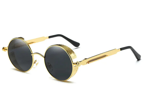 Load image into Gallery viewer, Retro Steampunk Round Sunglasses – Vintage Metal Designer Shades
