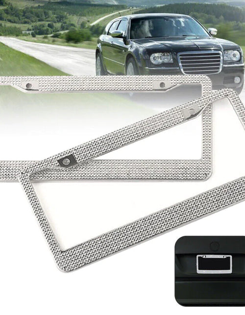 Load image into Gallery viewer, 2PCS Bling License Plate Frame Glitter Crystal Sparkling Rhinestone Diamond Caps
