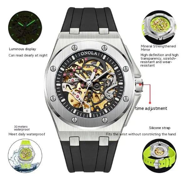 ONOLA Automatic Mechanical Skeleton Watch