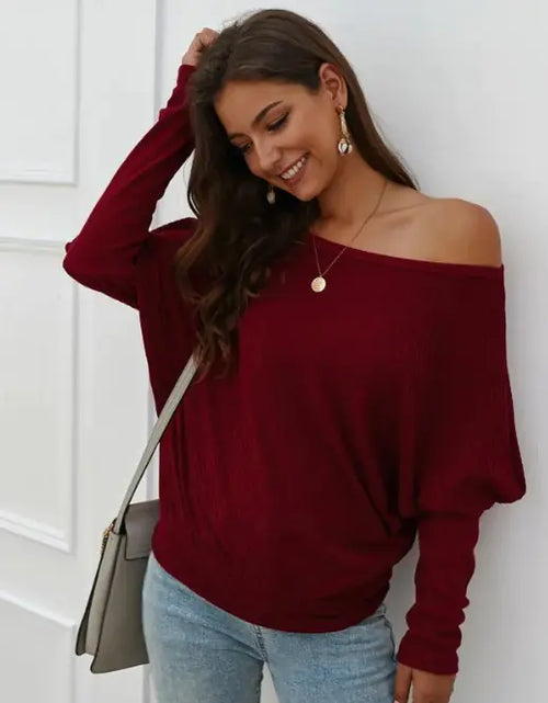 Load image into Gallery viewer, Off Shoulder Sweater Knit Top
