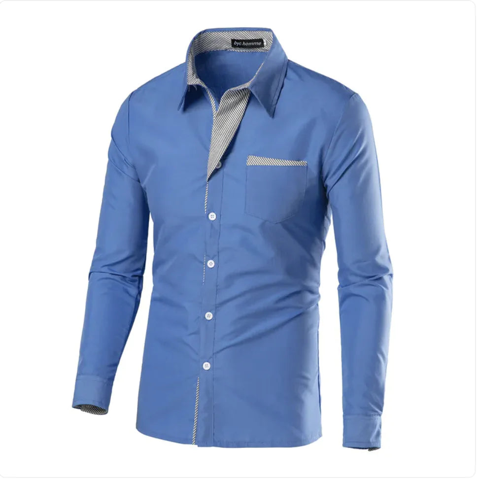 European And American Simple Men's Long Sleeve Shirt