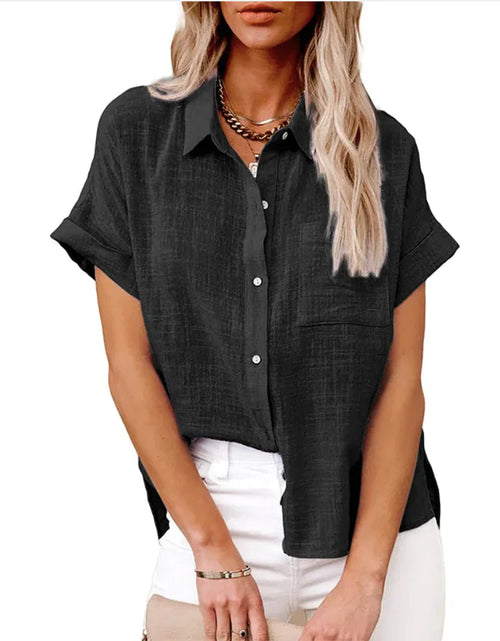 Load image into Gallery viewer, Women&#39;s Casual Cotton Linen Short-Sleeve Shirt with Pockets
