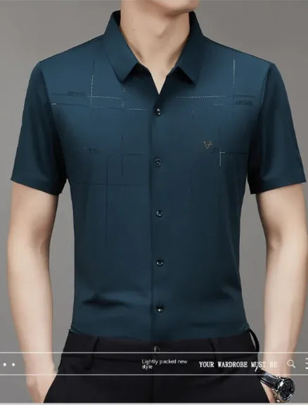 Summer New Men's Short-sleeved Shirt Seamless Business Shirt