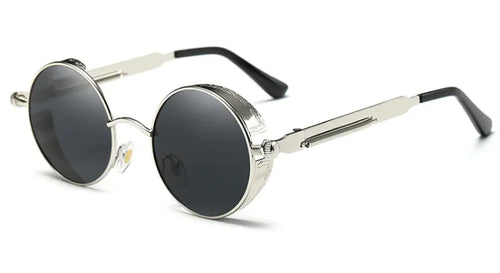 Load image into Gallery viewer, Retro Steampunk Round Sunglasses – Vintage Metal Designer Shades
