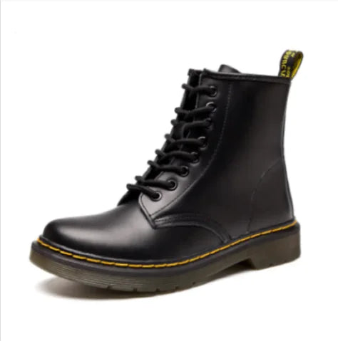 Low-Heeled Leather Martin Boots