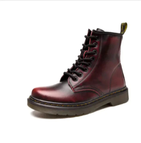 Load image into Gallery viewer, Low-Heeled Leather Martin Boots
