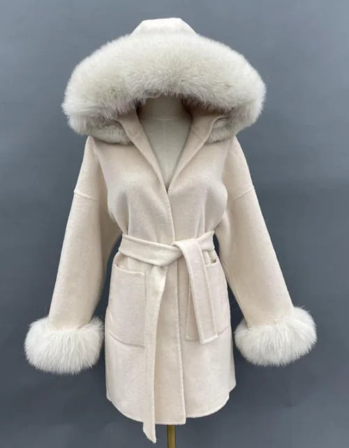 Load image into Gallery viewer, Fur Collar Hood Woolen Coat
