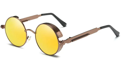 Load image into Gallery viewer, Retro Steampunk Round Sunglasses – Vintage Metal Designer Shades
