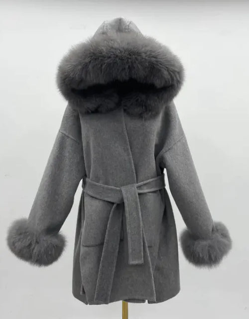 Load image into Gallery viewer, Fur Collar Hood Woolen Coat
