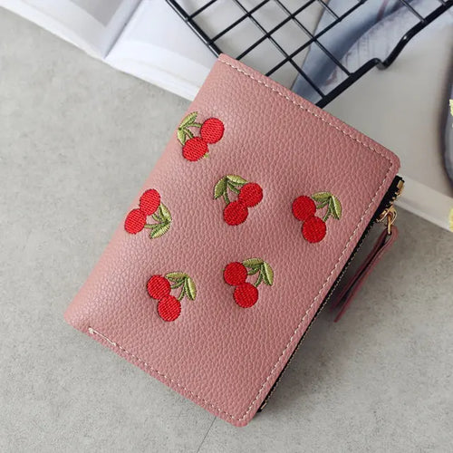 Load image into Gallery viewer, Cherry Embroidered Small Wallet
