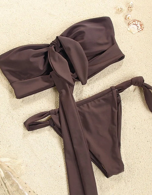 Load image into Gallery viewer, Hollow Out Solid Color Bandage Bikini Set
