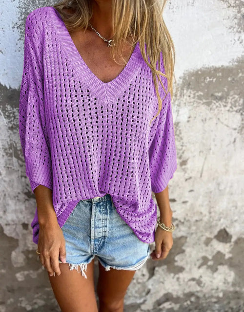 Load image into Gallery viewer, Women Hollow Out Knitted Beach Shirt
