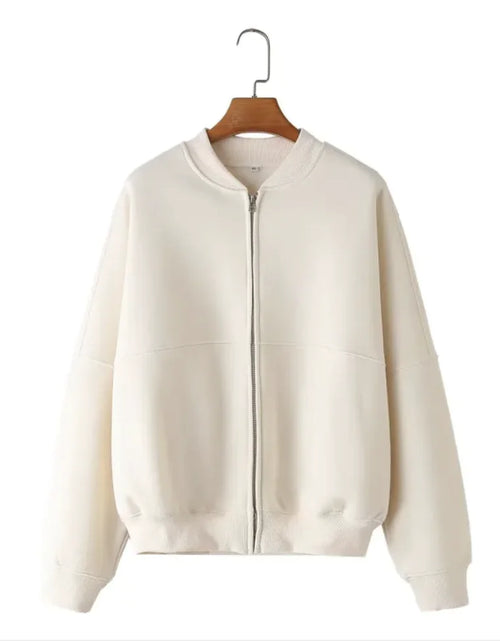 Load image into Gallery viewer, Zipper Bomber Jacket Coat Sweater Loose High Waist Flannel Pants
