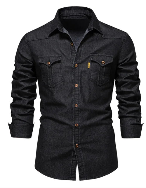 Load image into Gallery viewer, New Denim Men&#39;s Casual Solid Color Long Sleeve Shirt
