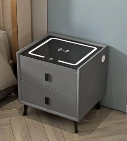 Load image into Gallery viewer, Smart Wood Bedside Table with Wireless Charging
