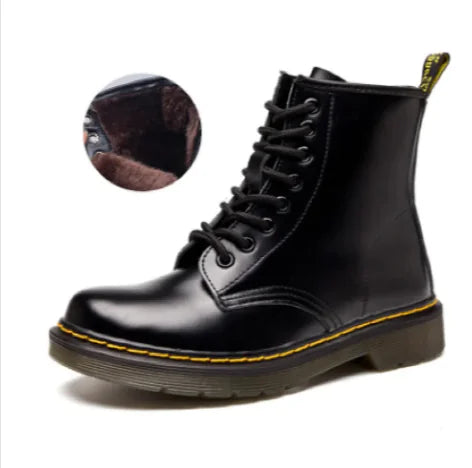 Load image into Gallery viewer, Low-Heeled Leather Martin Boots
