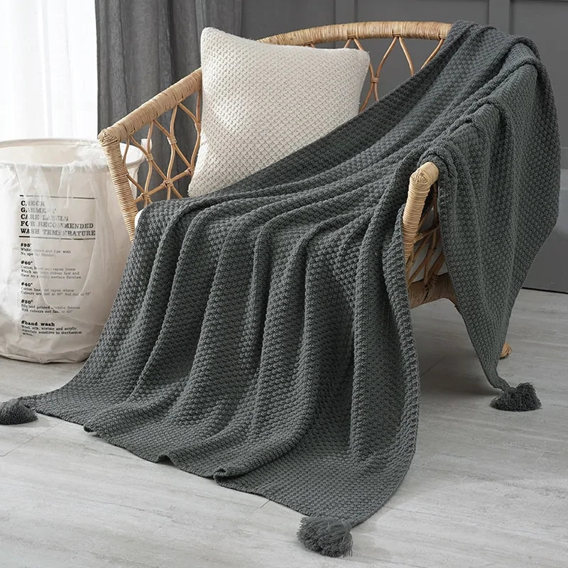 Handmade Hollow Tassel Blanket