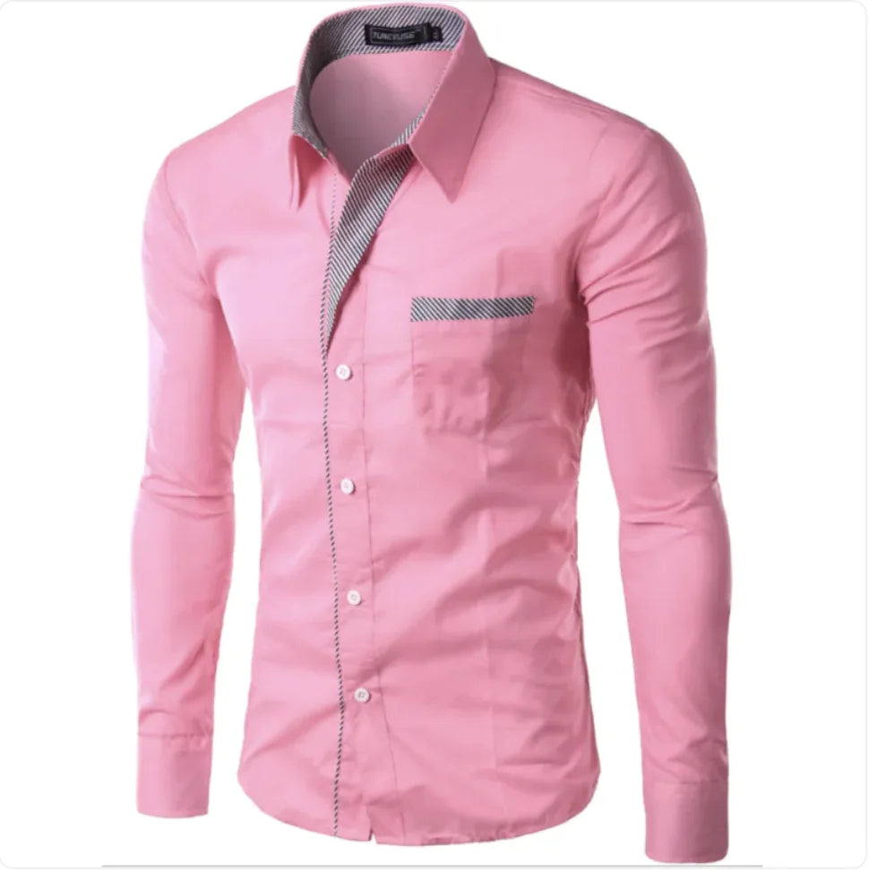 European And American Simple Men's Long Sleeve Shirt