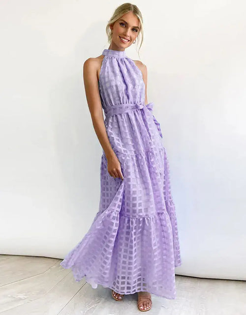 Load image into Gallery viewer, Women&#39;s Grid Hollow Long Dress
