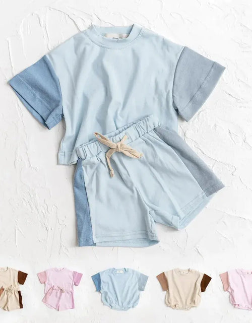 Load image into Gallery viewer, Toddler Girls And Boys Cotton Short Sleeve Set
