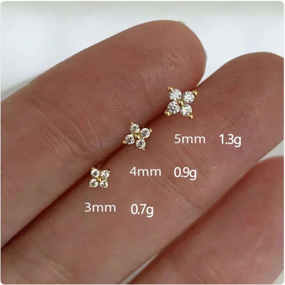 Women's Clover Flower Zircon Stud Earrings