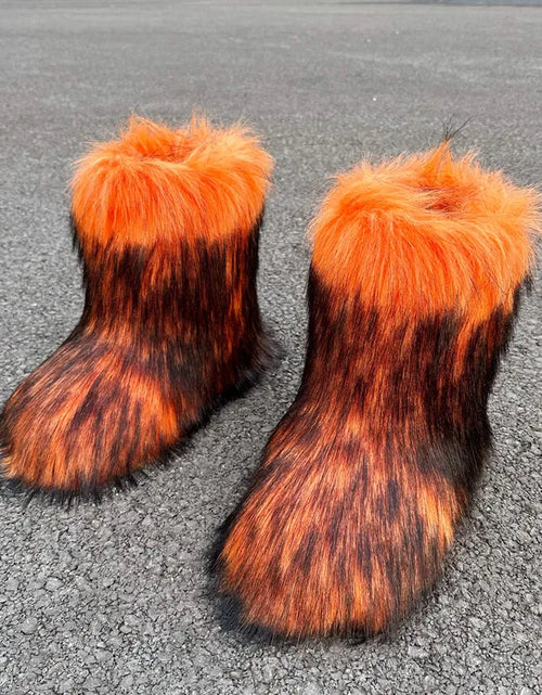 Load image into Gallery viewer, Raccoon Fur Plush Snow Boots
