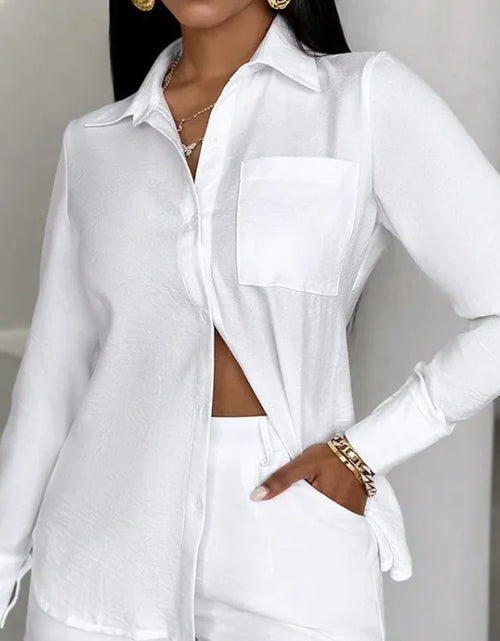 Load image into Gallery viewer, Luxe Pocket Long Sleeve Shirt &amp; Shorts Set
