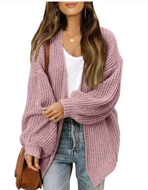 Load image into Gallery viewer, Loose Retro Sweater Coat Women&#39;s Mid-length Knitted Cardigan
