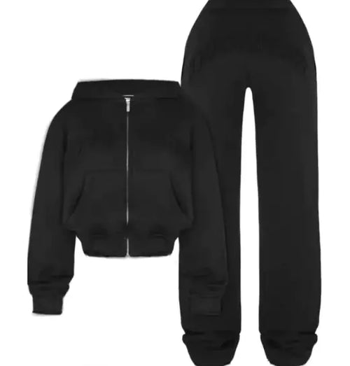 Load image into Gallery viewer, Hooded Cropped Sweatshirt And Loose Trousers
