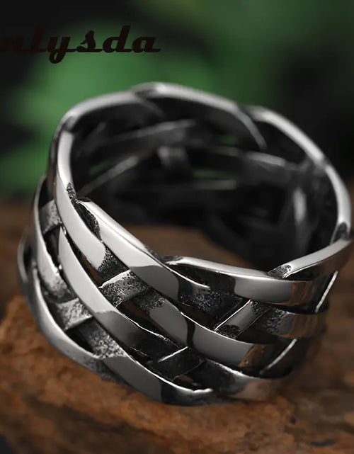 Load image into Gallery viewer, Vintage Weave Stainless Steel Rings
