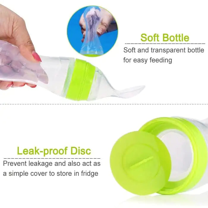 Silicone Feeding Bottle with Spoon