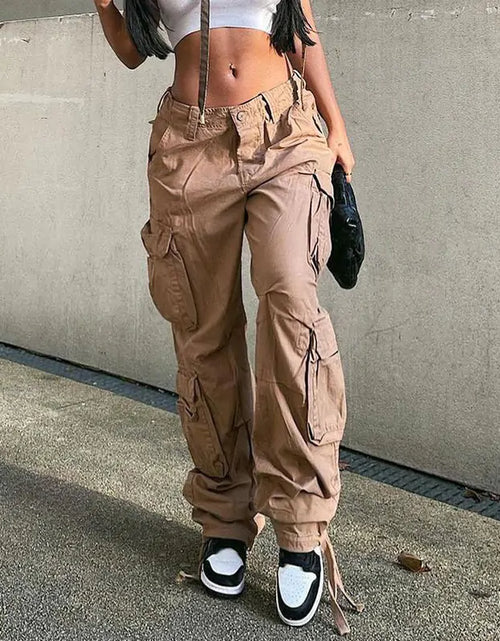 Load image into Gallery viewer, Cargo Solid Baggy Pants
