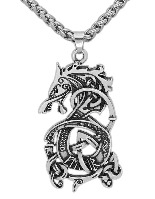 Load image into Gallery viewer, Viking Dragon Pendant Necklace
