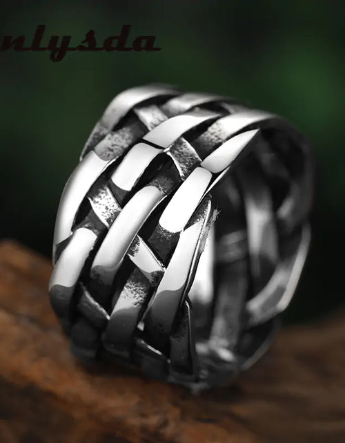 Load image into Gallery viewer, Vintage Weave Stainless Steel Rings
