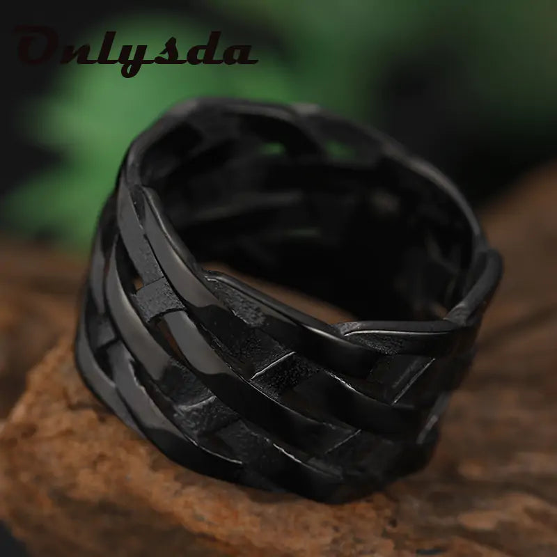 Vintage Weave Stainless Steel Rings